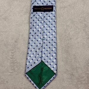 Tommy Hilfiger Men's Necktie Blue Squares Plaid Business Casual Office